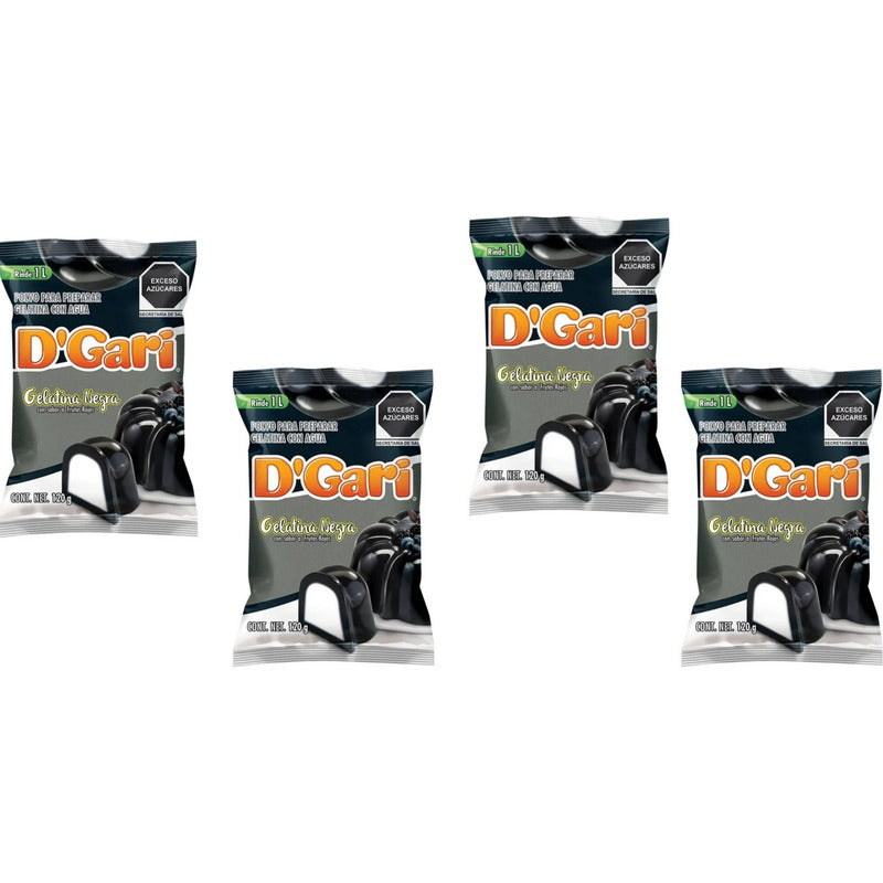 Gelatina D' Gari Negra Sabor Frutos Rojos 120 G (4 Piezas)