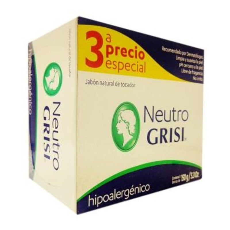 Jabón De Tocador Grisi Neutro 3 Barras D 150g 3 Paquetes Ipg
