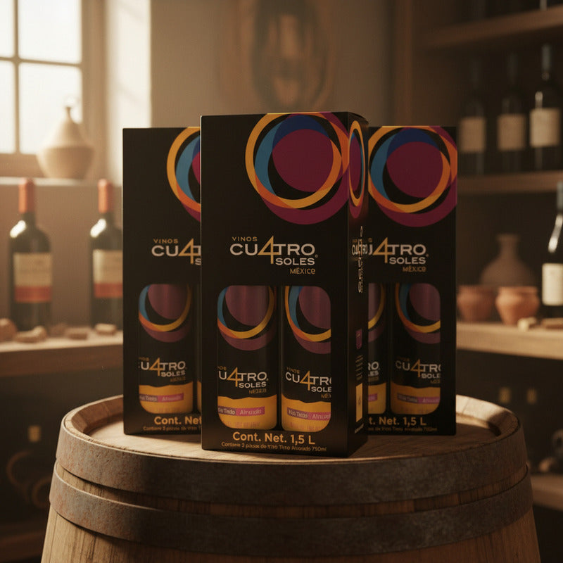 Vino Tinto Cuatro Soles Afrutado 1.5l 750ml C/u (3 Paquetes)