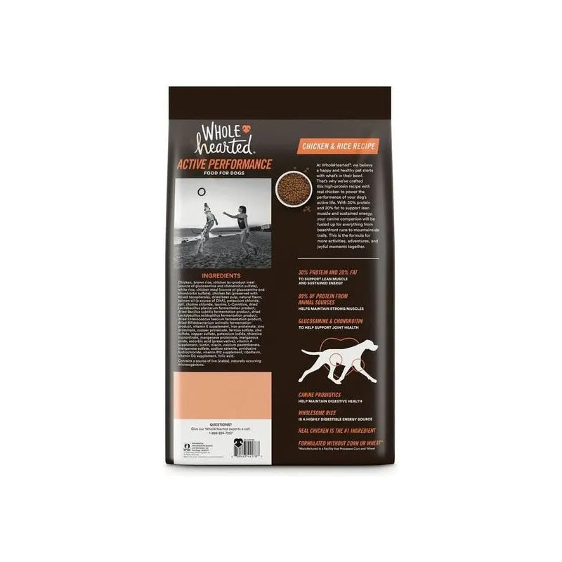 Alimento Seco Para Perro Whole Hearted Active Performance Pollo Y Arroz Adulto 20.4 Kg