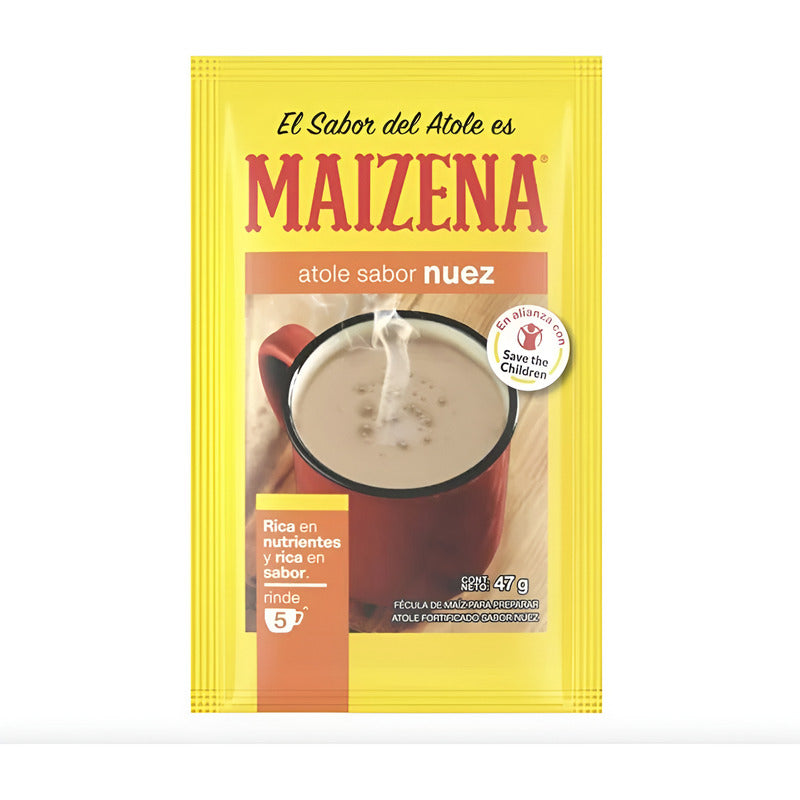 Fécula De Maíz Maizena Atole Sabor Nuez 12 Piezas De 47gr