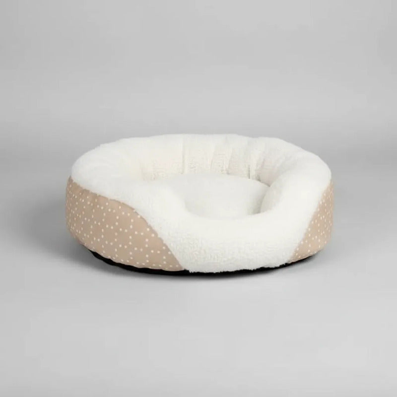 Cama Ovalada Borde Alto Diseño Polka Rosa Para Perro, Chico Rosa Circular