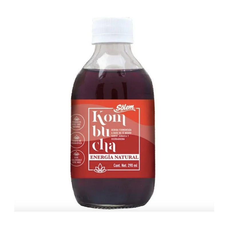 Bebida Kombucha Sólem Jamaica Y Hierbabuena 3 Pzas De 290ml