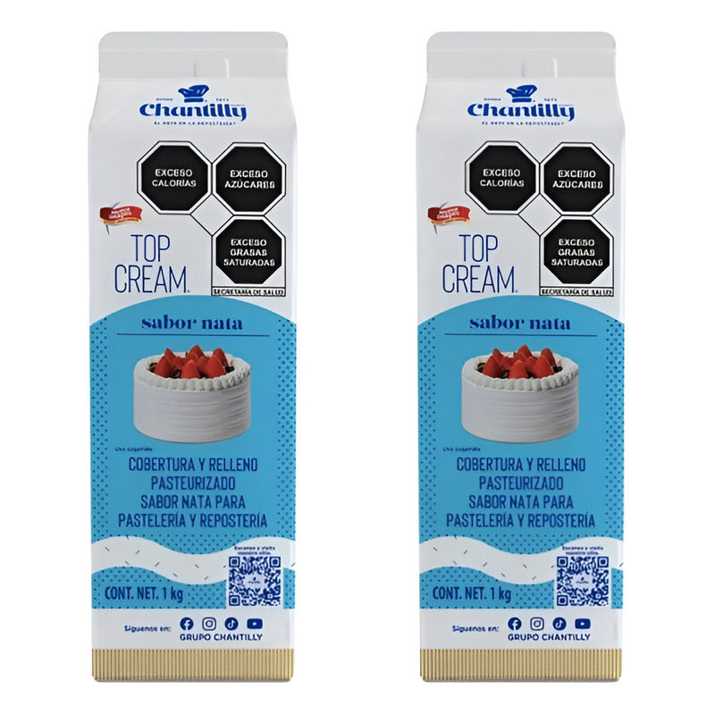 Crema Chantilly Top Cream Sabor Nata 1 Kg (2pzas)
