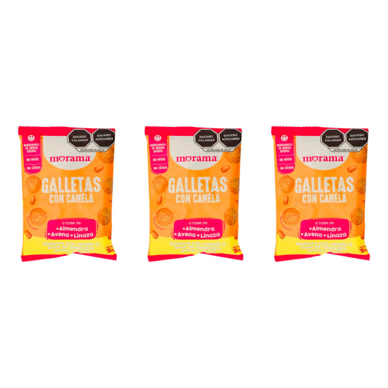 Galletas Sabor Canela Morama 3 Piezas De 32gr