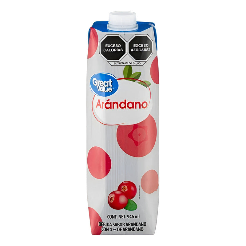 Bebida Great Value Sabor Arándano 946 Ml (4pzs)
