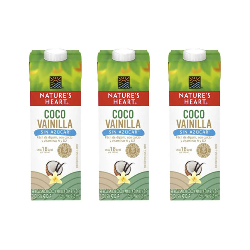 Bebida Nature's Heart Coco Vainilla Sin Azúcar 3 Pz De 946ml
