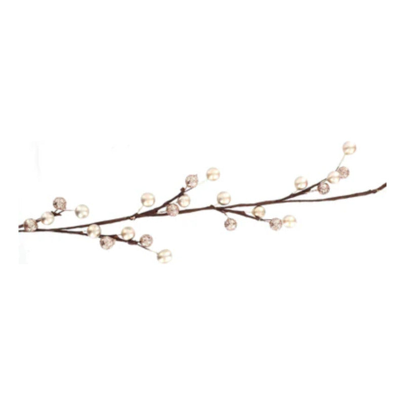 Guía Navideña De Cerezas Color Champaña 3pz De 1.83m