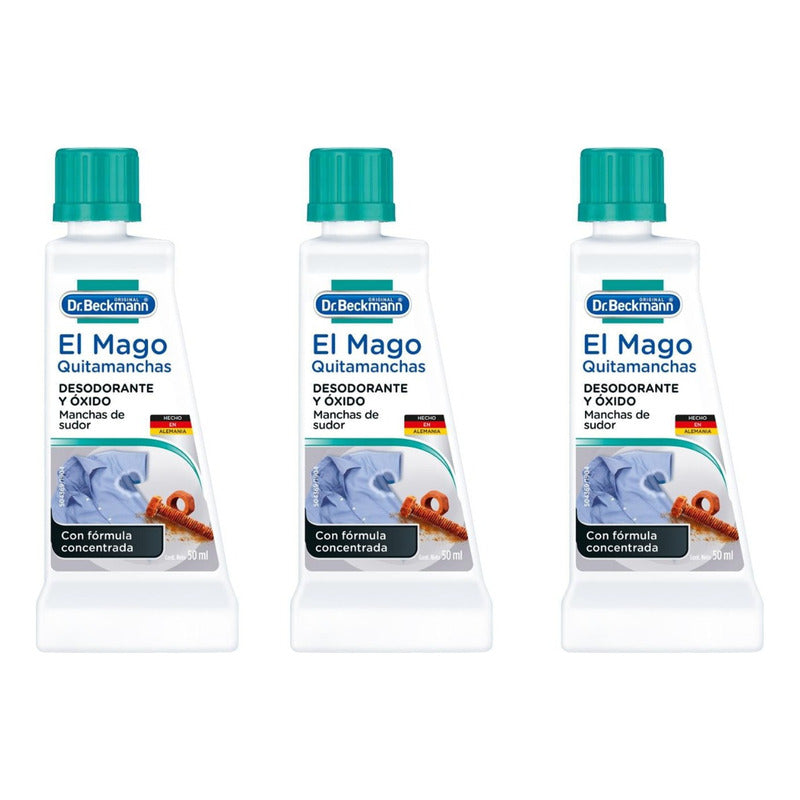Quitamanchas Dr. Beckmann El Mago Óxido Y Sudor 3 Pz 50 Ml