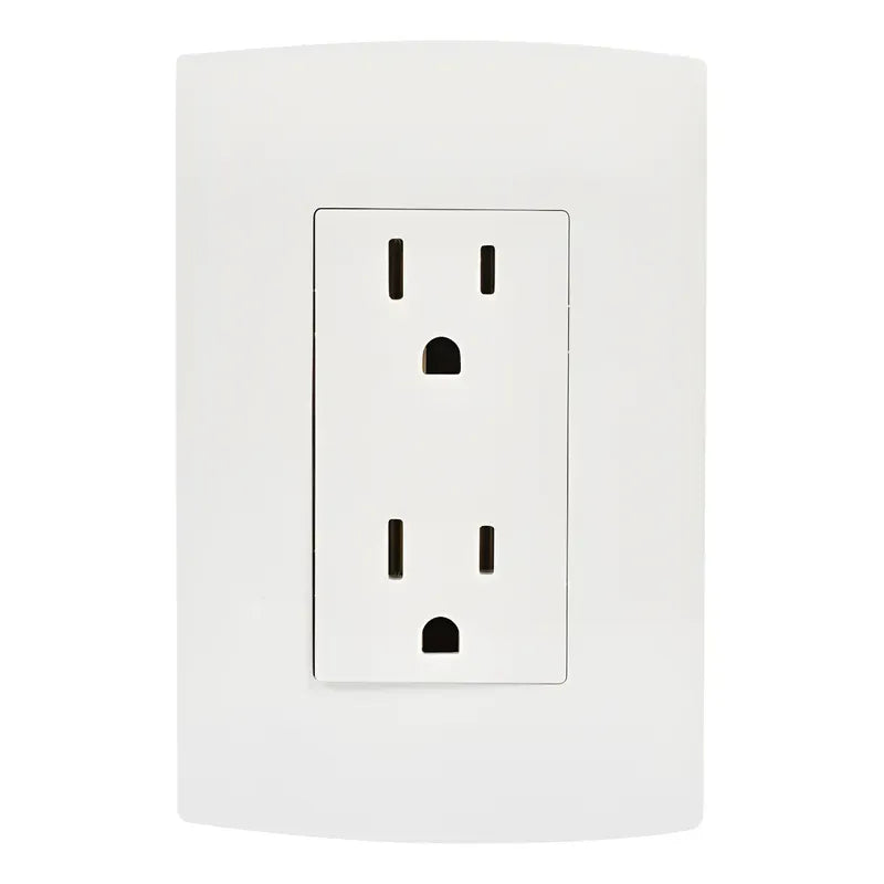 Toma De Corriente Dúplex Con Placa Blanca 15 A Color Blanco