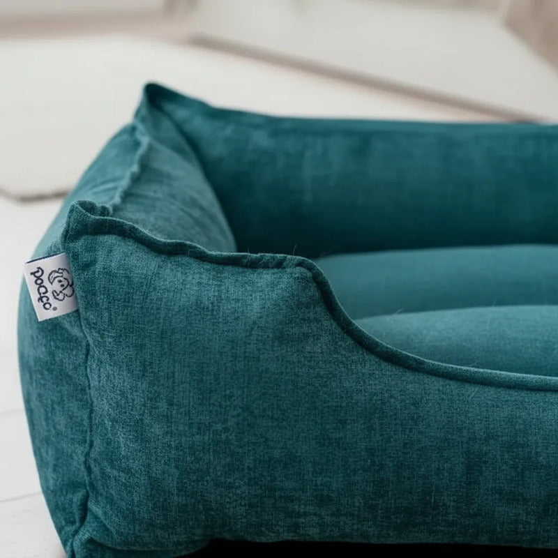 Cama Con Bordes Altos Color Turquesa Para Perro Chico Turquesa Rectangular