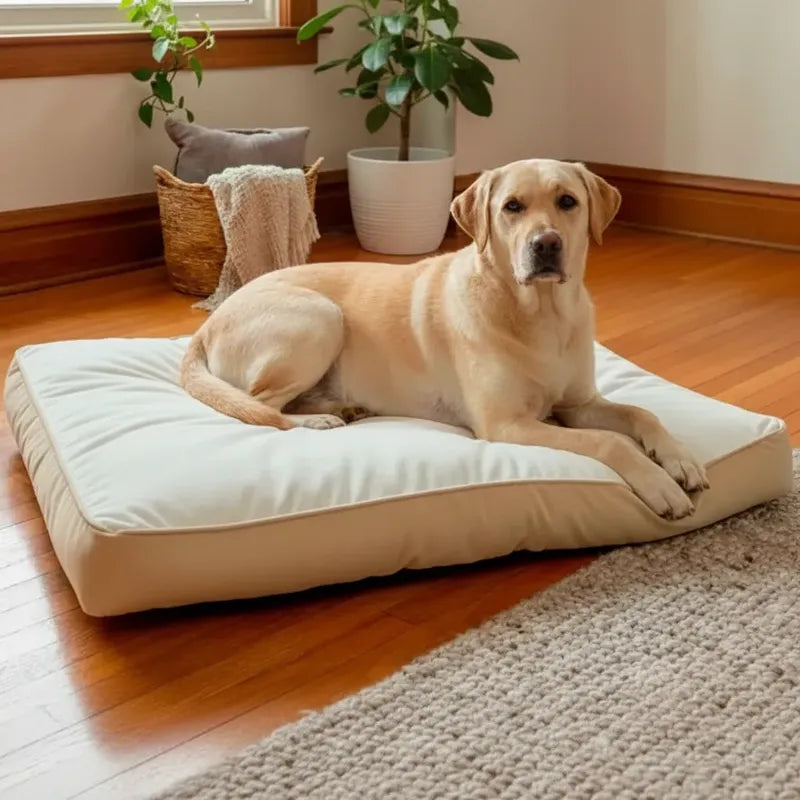 Cama Rectangular Extendida Color Café Para Perro, Grande Marrón Claro Cuadrado