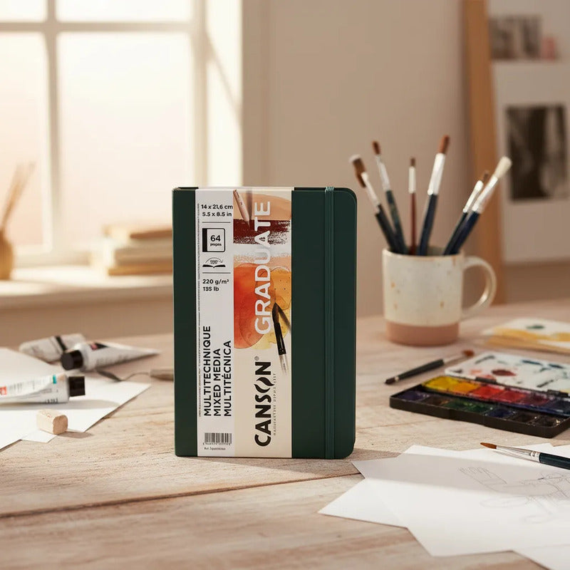 Cuaderno Canson Graduate Mix Media 14 X 21.6 Cm De 220gr Verde