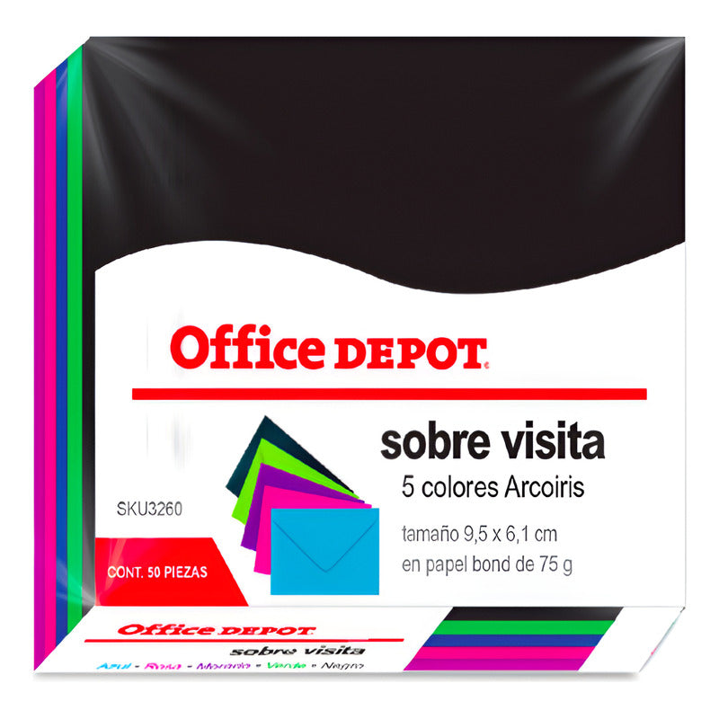 Sobres De Papel Visita Office Depot Colores Surtidos 50 Pz Varios Lisa