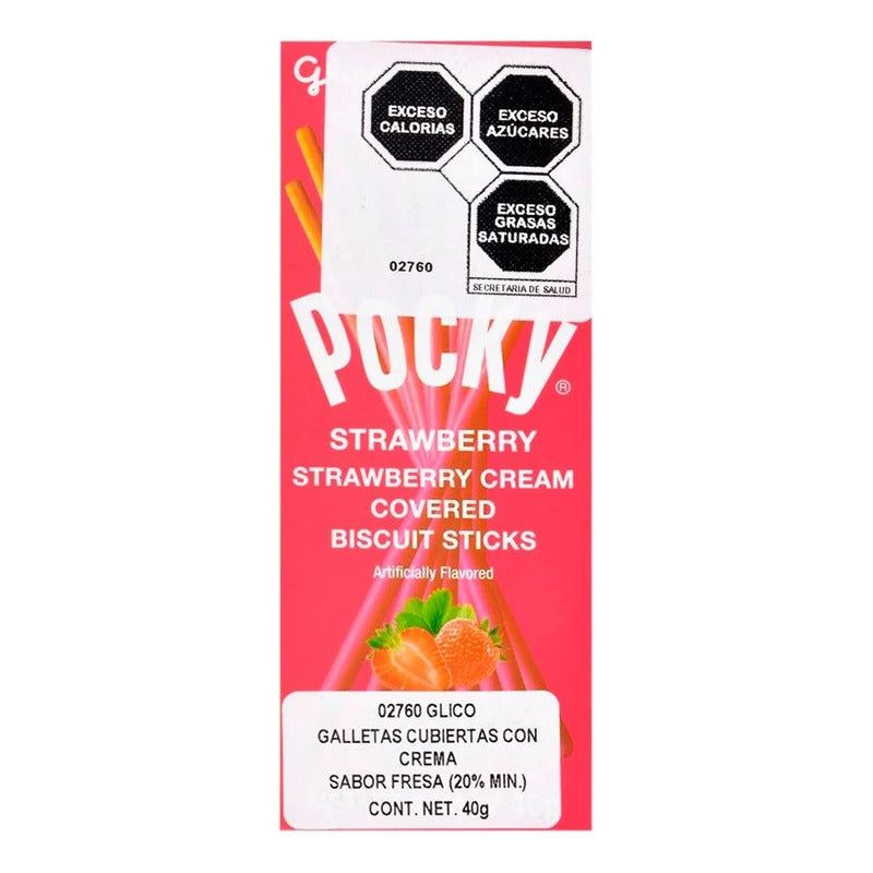 Pocky Con Cubierta Sabor Crema De Fresa 40 G (4 Piezas)