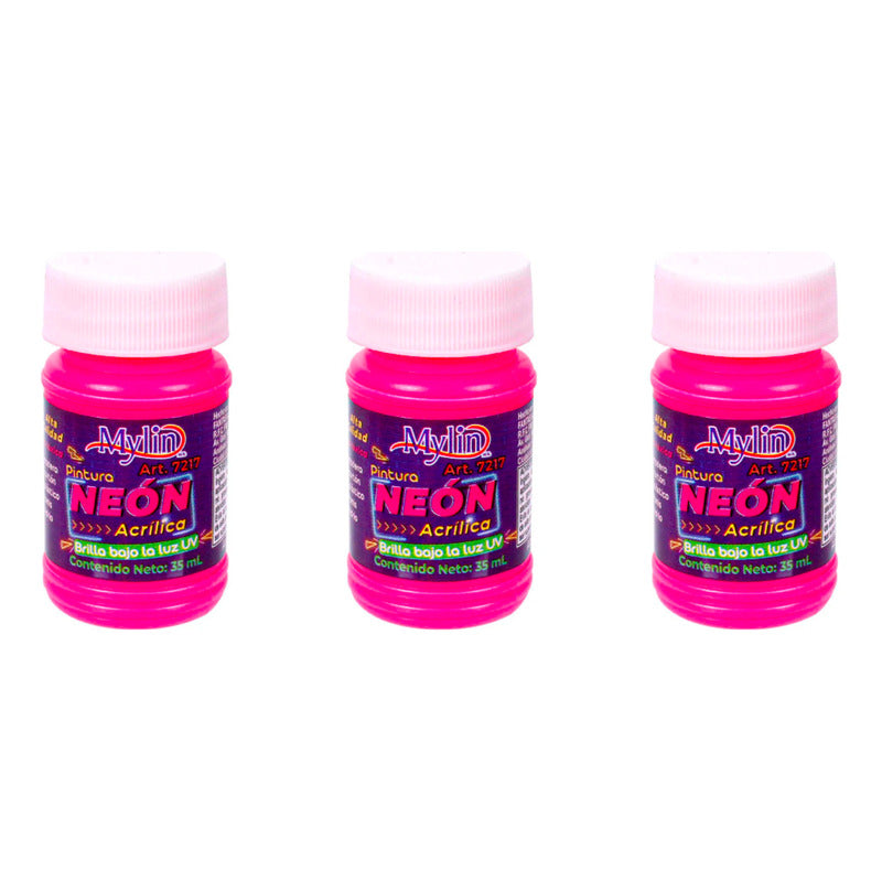 Pintura Acrílica Color Rosa Neón 6 Piezas De 35ml Rosa Neón