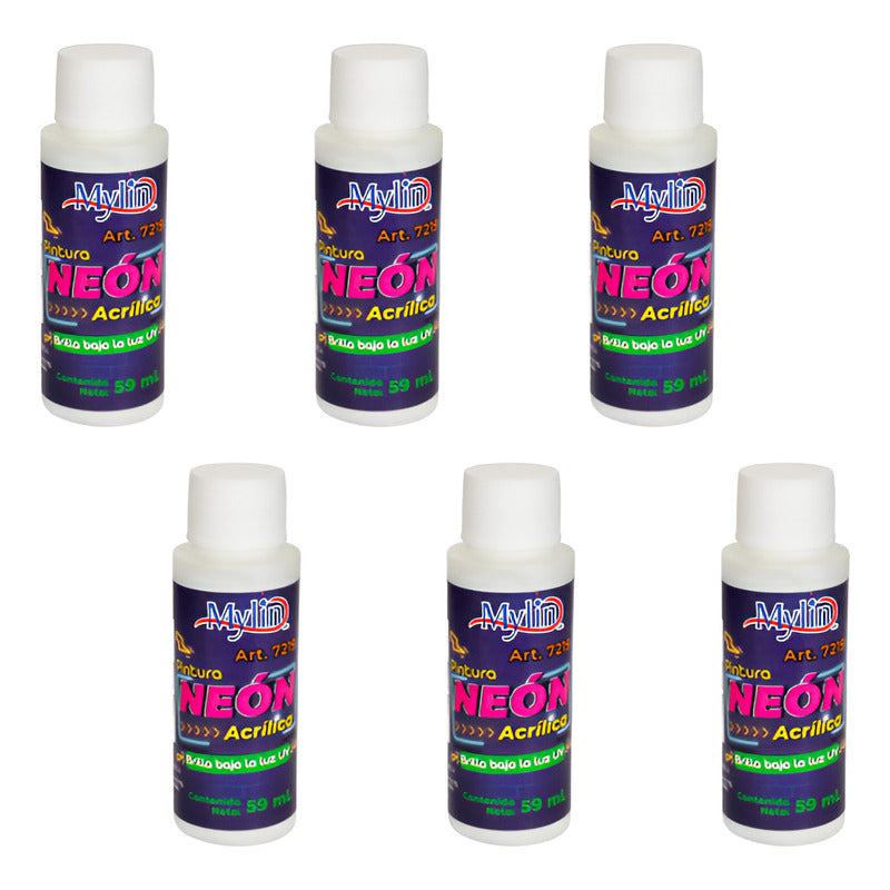 Pintura Acrílica Blanco Neón 6 Piezas De 59ml Balnco Neon