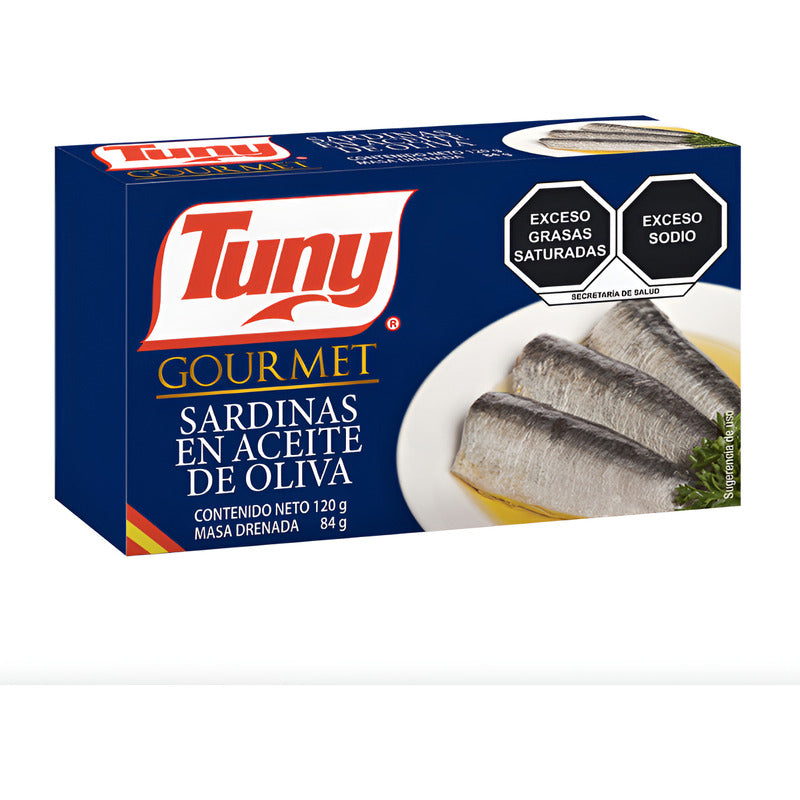 Sardinas En Aceite De Oliva Gourmet Tuny 6 Piezas De 120grs