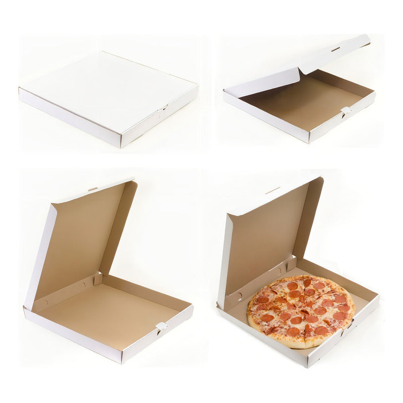 50 Cajas Para Pizza 38x38x5cms Carton Microcorrugado Color Blanco