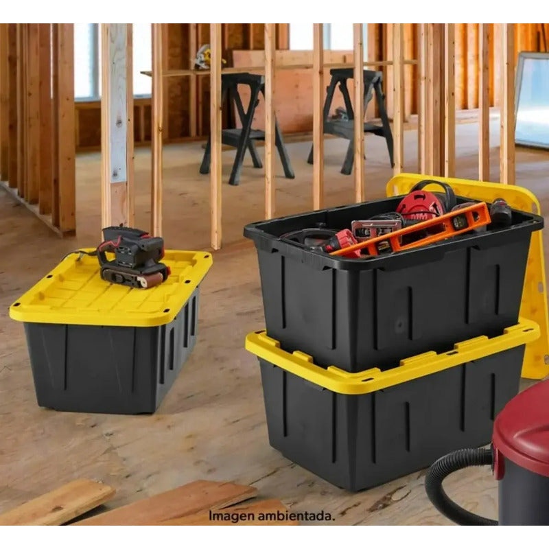 Caja Organizadora Member's Mark Tapa Amarilla 102.2 Litros Negro Lisa