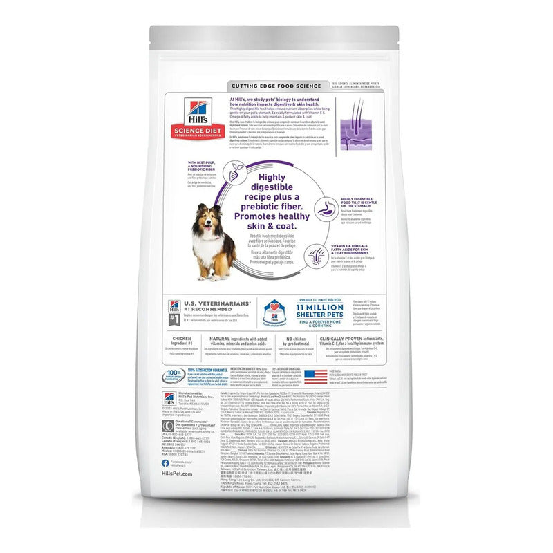 Alimento Seco Para Perro Adulto Hill's Science Diet Piel Y Estómago Sensible De Pollo 13 Kg