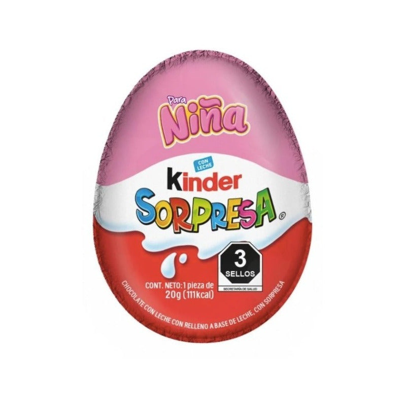 Huevo De Chocolate Kinder Sorpresa Para Niña 20g 2pzas