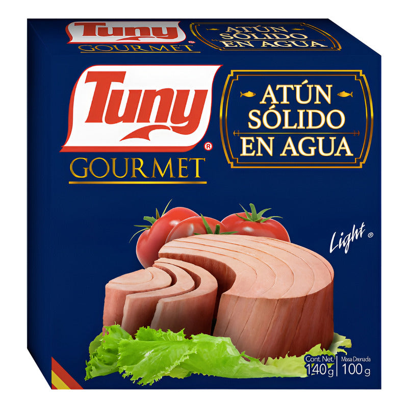 Atún Solido En Agua Light Gourmet Tuny 12 Piezas De 140gr