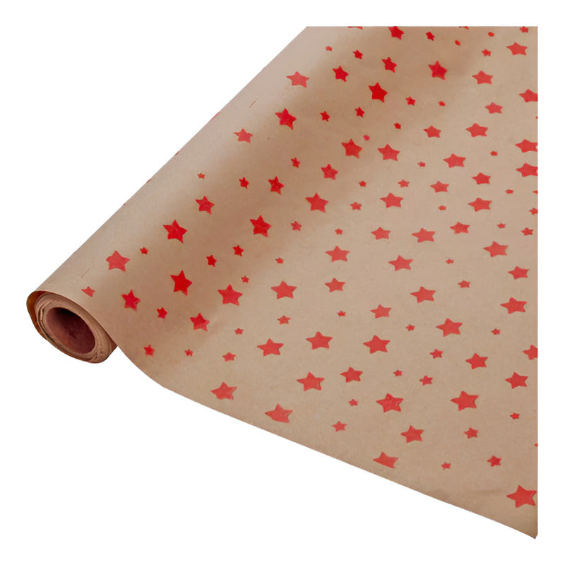 Papel Kraft Diseño De Estrella 5 Rollos De 65cm X 5m Kraft Papel Kraft Diseño De Estrella
