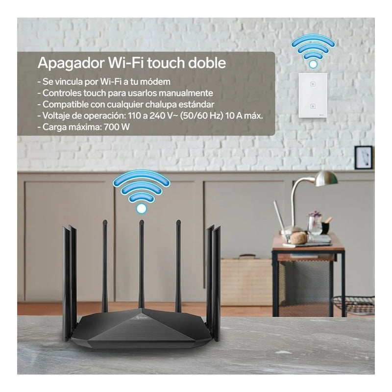 Apagador Wi-fi De Pared  Doble Steren Shome-110 10 A 110v Blanco