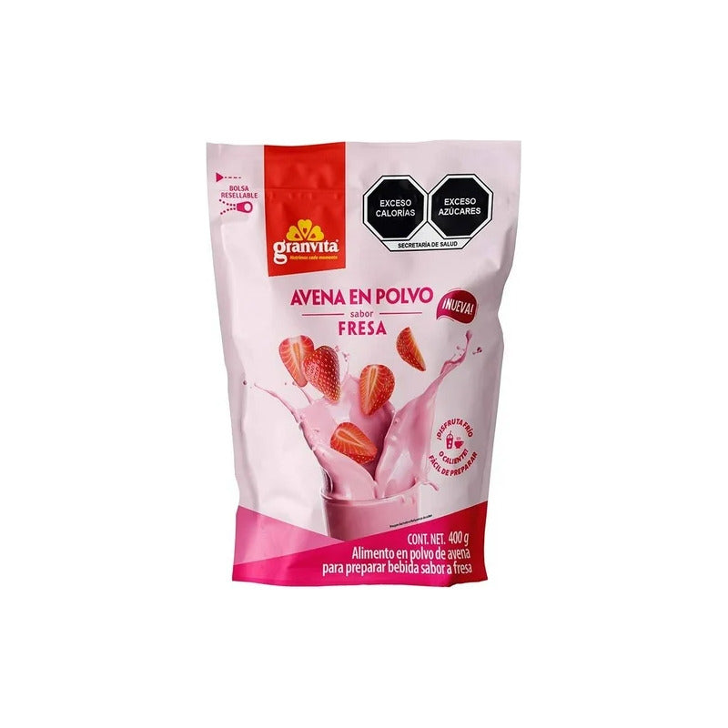 Avena En Polvo Sabor Fresa 400g Pack De 4