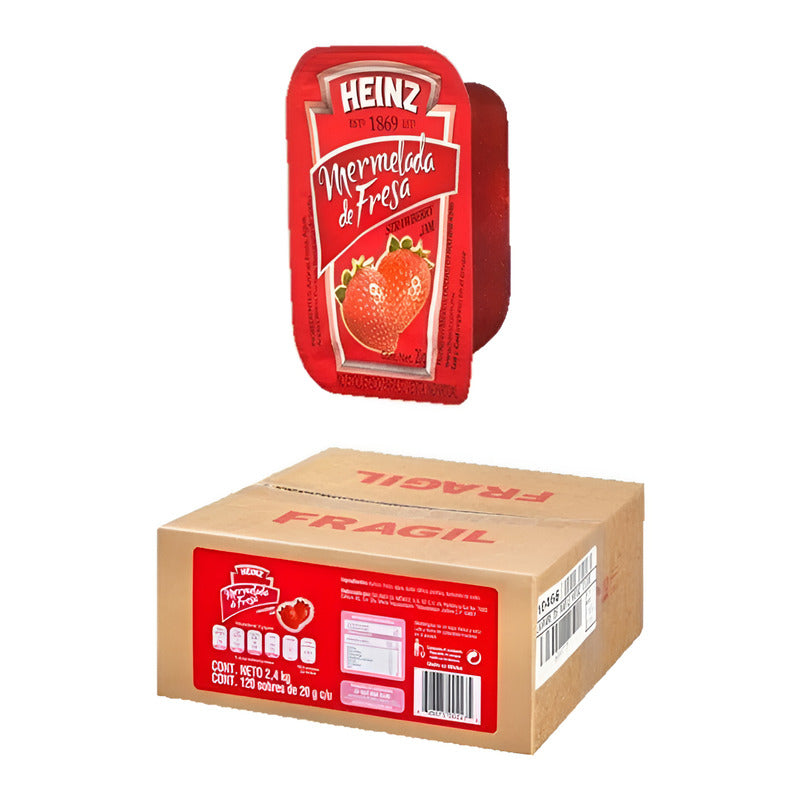 Mermelada De Fresa Heinz 120 Blisters De 20g C/u (2.4 Kg)