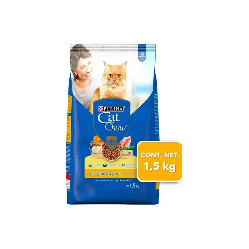 Cat Chow Adulto Esterilizados Sabor Pescado 6 Pzas De 1.5 Kg