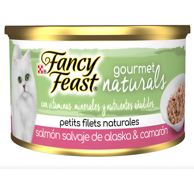 Fancy Feast Gourmet Naturals P/gato Salmón/camaron 6pz D 85g