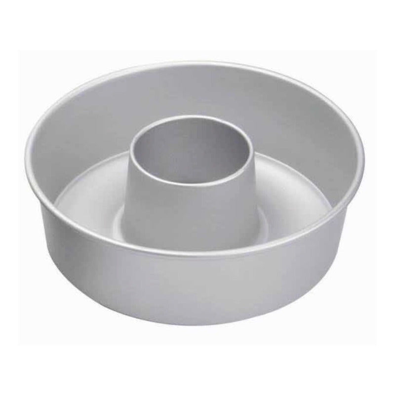 Molde De Aluminio Rosca Redondo Hornear Pan, Pastel. 24 Cm Plateado