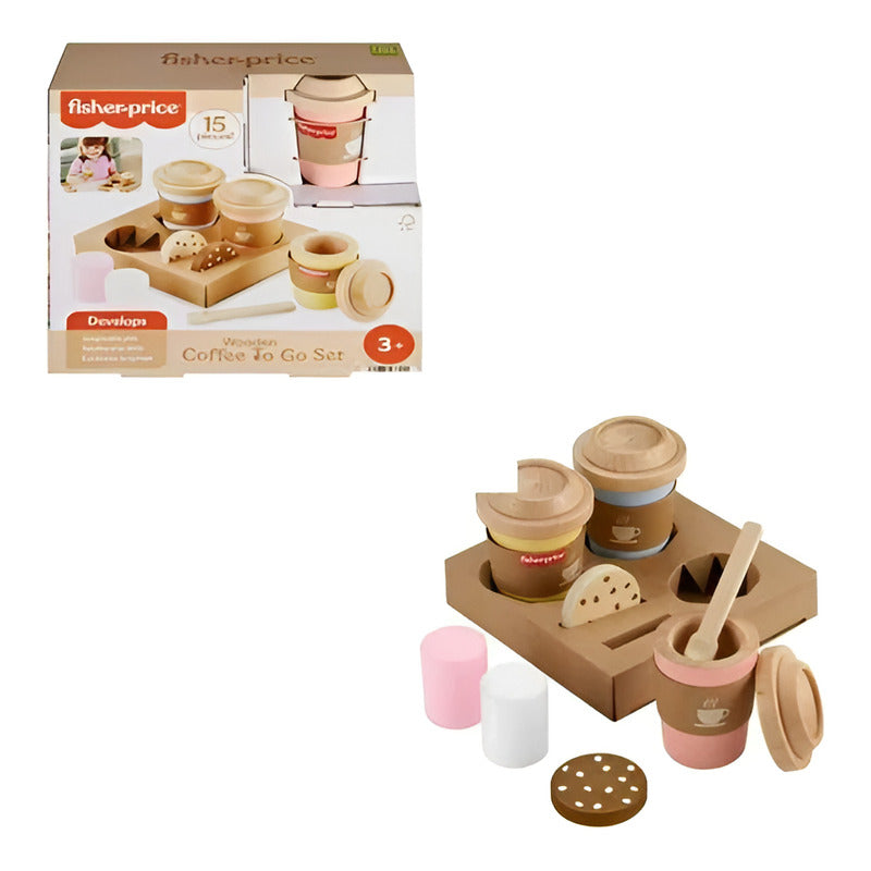 Juguete Bebé Fisher Price Set Mi Primer Capuchino D Madera Color Beige