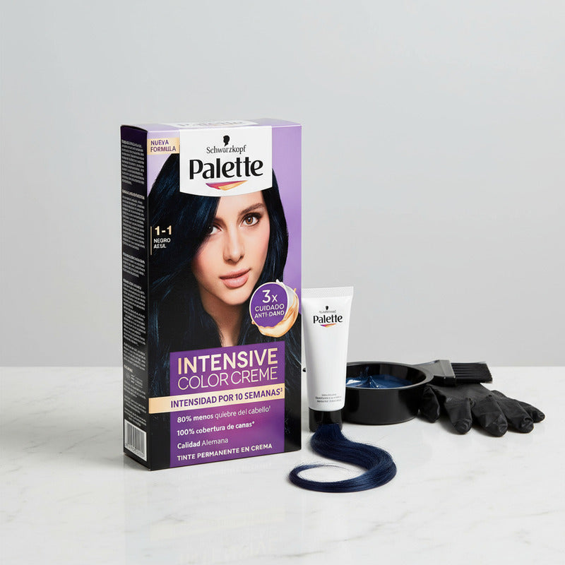 Tinte Para Cabello Palette 1-1 Negro Azul 2 Piezas De 50ml 1-1 Negro Azul