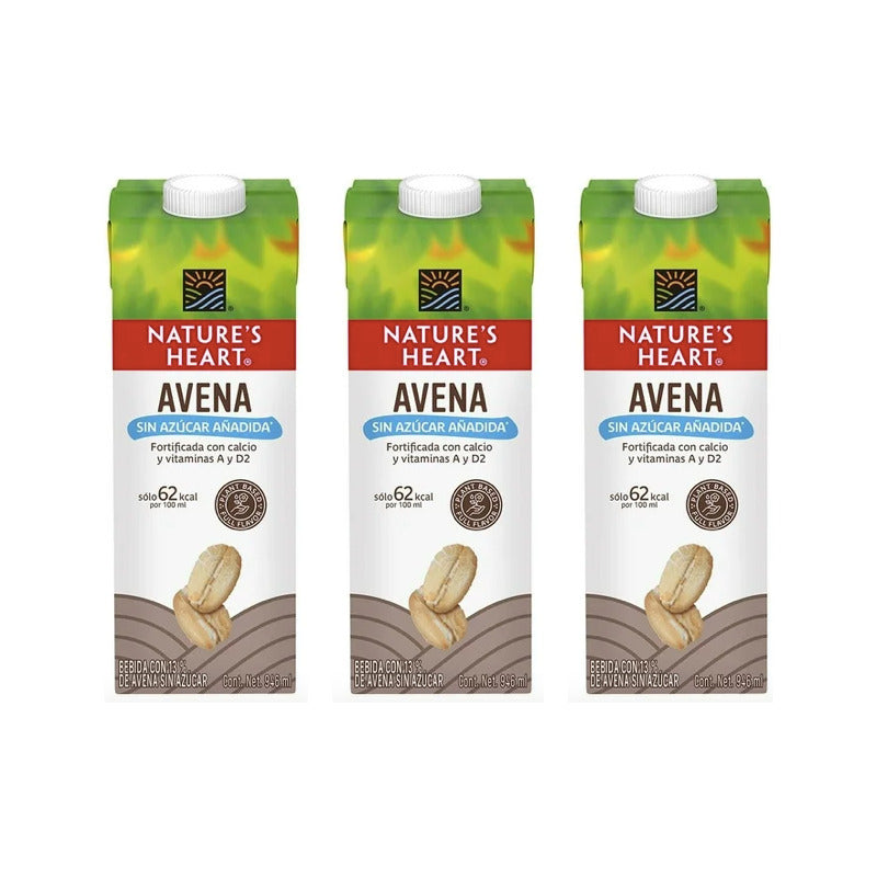 Bebida Nature's Heart De Avena Sin Azúcar 3 Piezas De 946 Ml