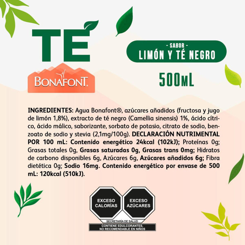 Té Negro Bonafont Sabor Limón 500ml (6piezas)
