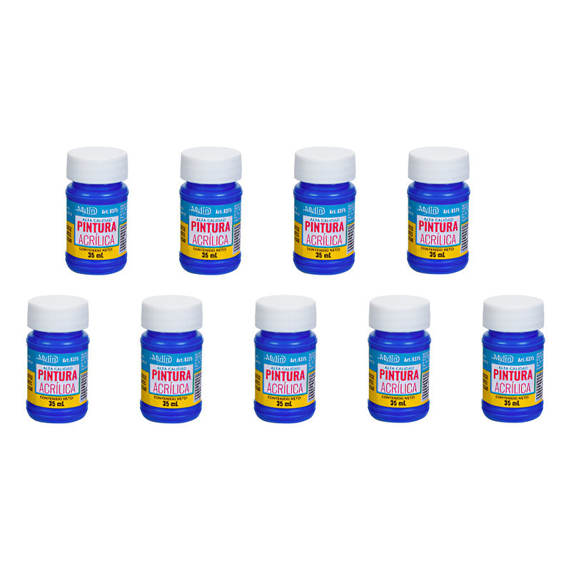 Pintura Acrílica Alta Calidad Color Azul Rey 9 Pz De 35ml Azul Rey