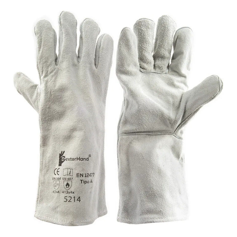 Guantes Para Soldador Dexterhand Carnaza/algodón 35.56x16cm Mate