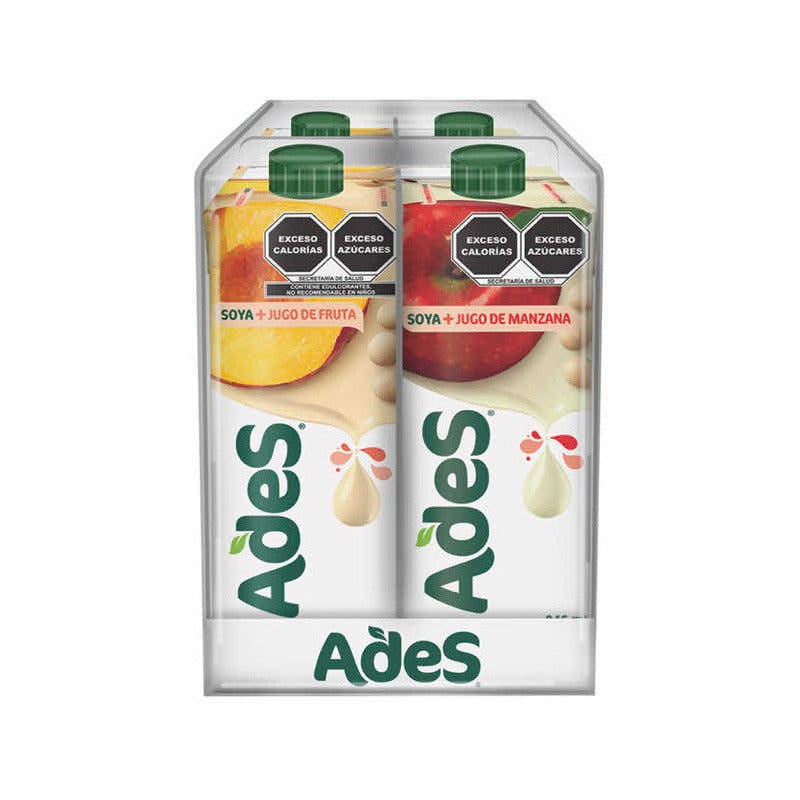 Bebida De Soya Ades Con Jugo De Fruta 4 Pzas De 946 Ml