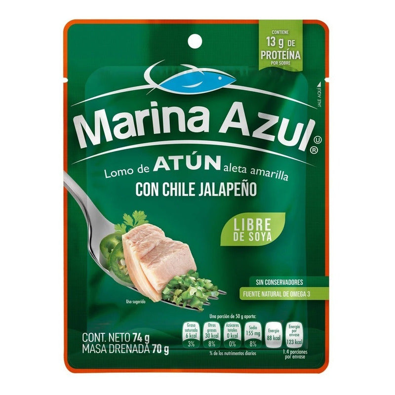 Atun Con Jalapeño Marina Azul Pouch 74gr 6 Pack Ipg