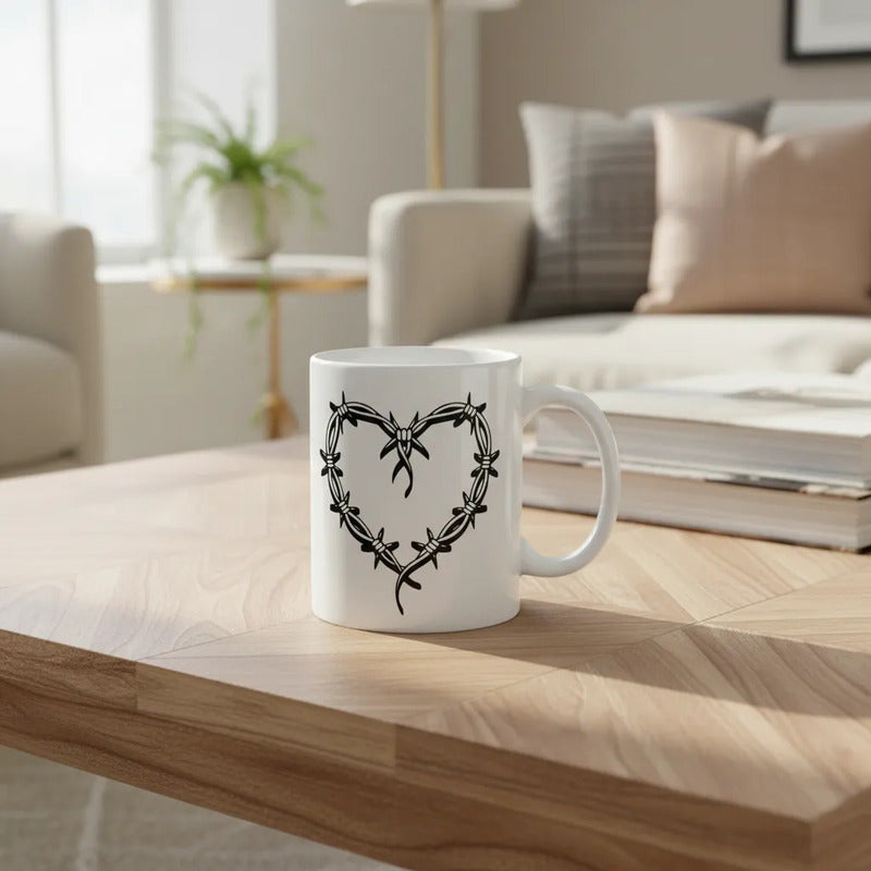 Taza Karol G Tatuaje Corazón Blanco Tatuaje