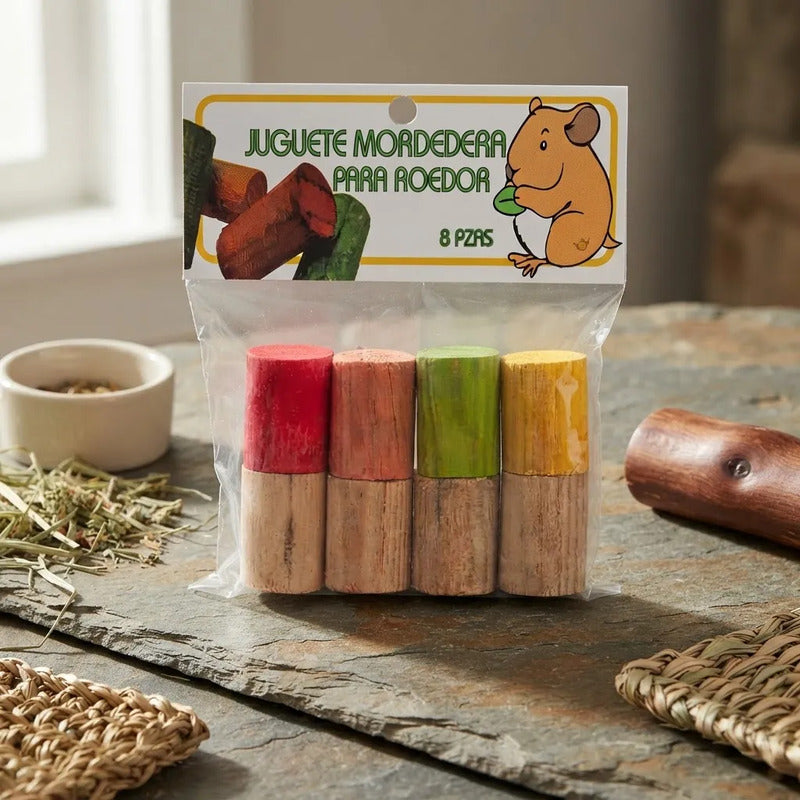Masticables De Cilindros Para Pequeños Mamíferos, 8 Piezas. Marrón