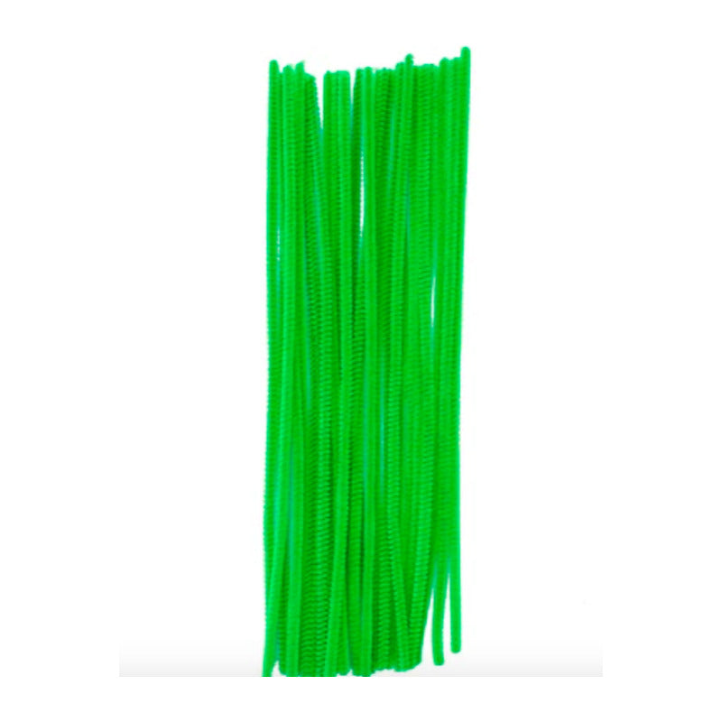 Limpia Pipas Chenille Terciopelo Color Verde De 30cm 200pz