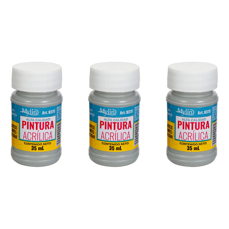 Pintura Acrílica Alta Calidad Color Gris Concreto 3pz D 35ml Gris Concreto