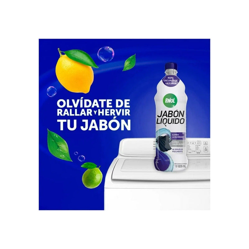 Jabón Líquido Pinol Para Ropa Negra 828 Ml (3 Piezas)