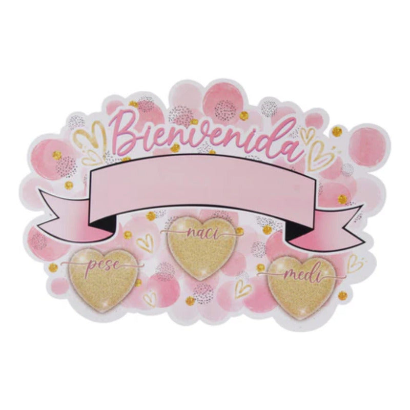 Letrero De Bienvenida Para Baby Shower Rosa De 33x48cm 1 Pz Letrero De Bienvenido Para Baby Shower Rosa