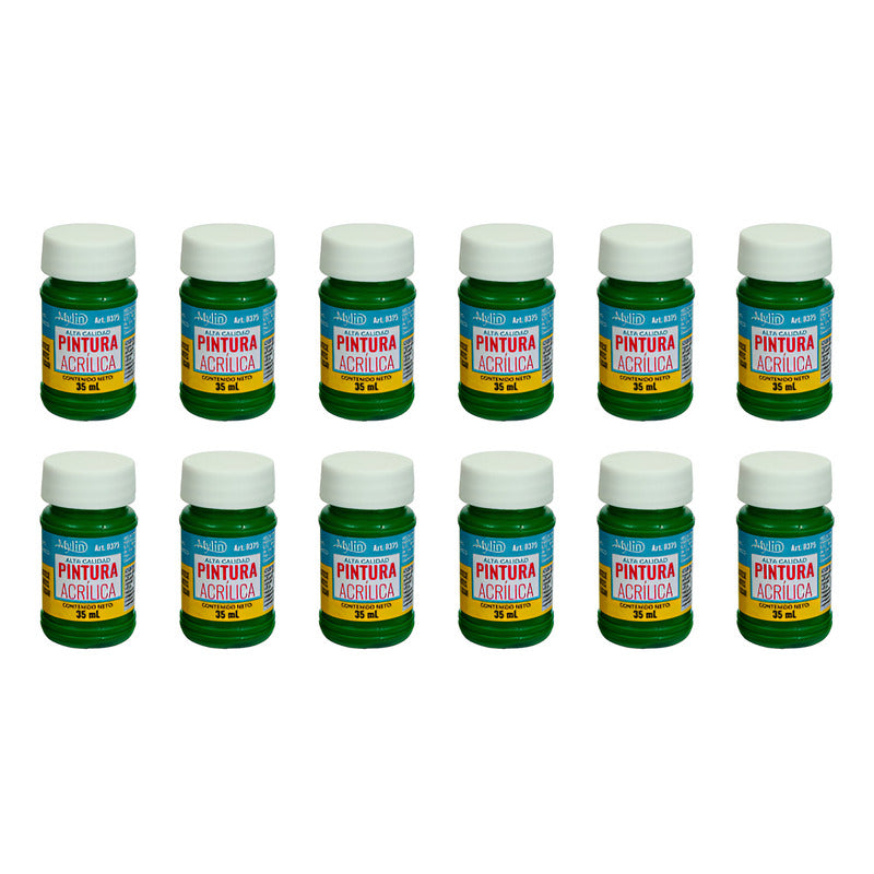 Pintura Acrílica Alta Calidad Color Verde Bosque 12pz D 35ml Verde Bosque