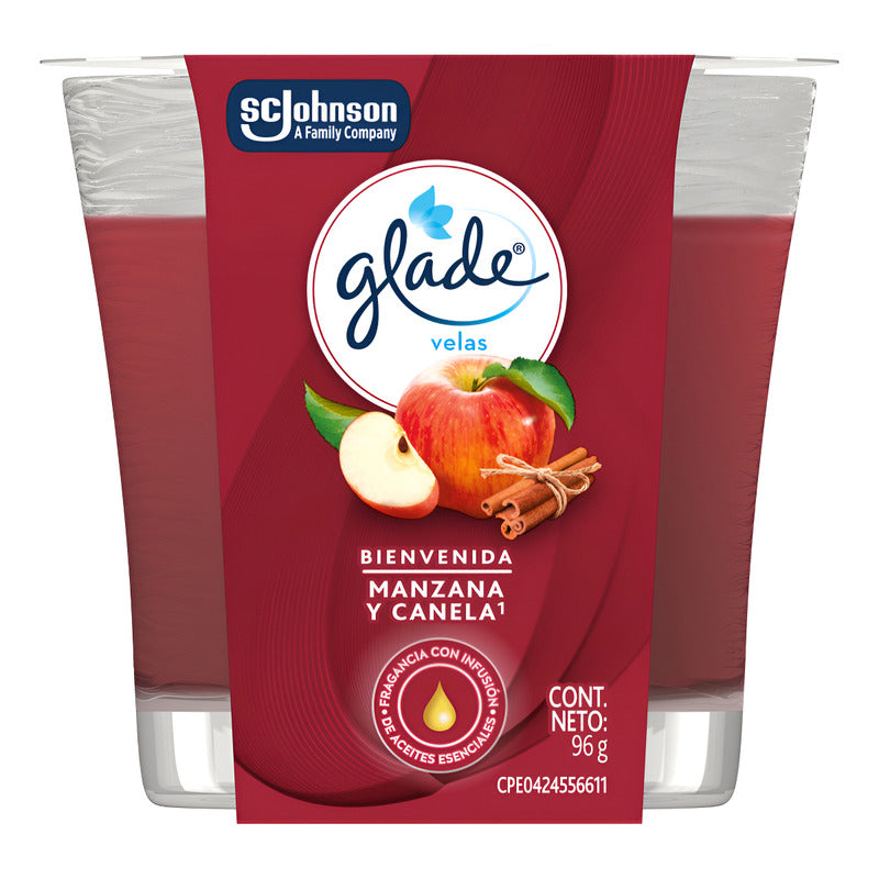 Glade Ambientador Vela Manzana Y Canela, 96gr